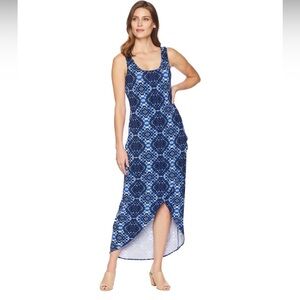 Tommy Bahama Sleeveless Blue IKAT Patterned Maxi Dress NWT